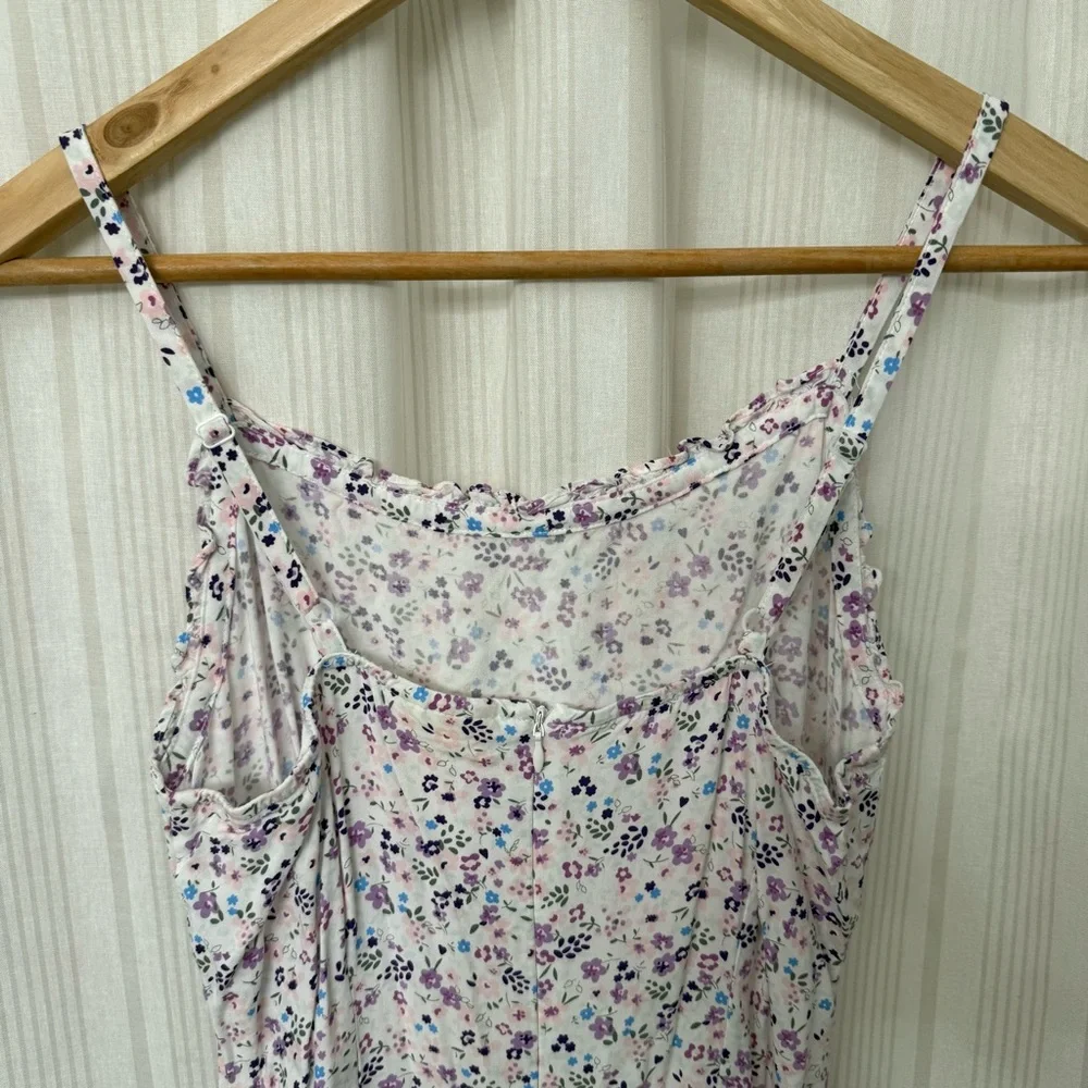 Madison Jules Ditsy Floral Lettuce Trim Summer Maxi Dress - Picture 2 of 8